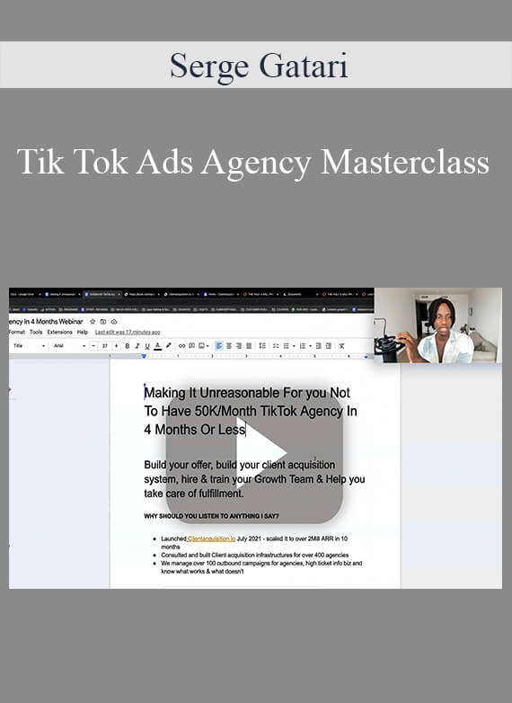 Serge Gatari - Tik Tok Ads Agency Masterclass